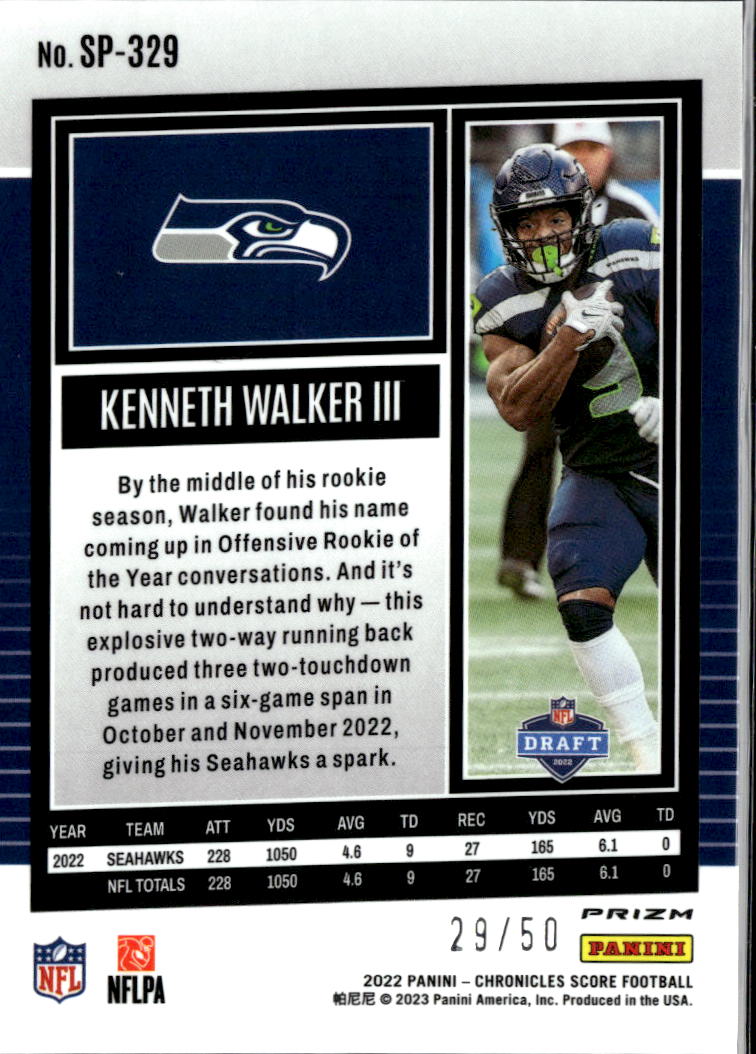 Kenneth Walker III 2023 Score GOLD Prizm Rookie RC 29/50 Seattle Seahawks