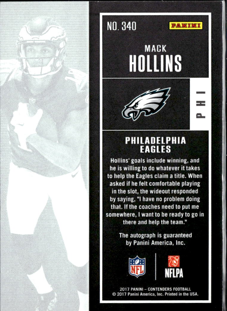 Mack Hollins 2017 Contenders Auto Autograph RC Philadelphia Eagles 38/49