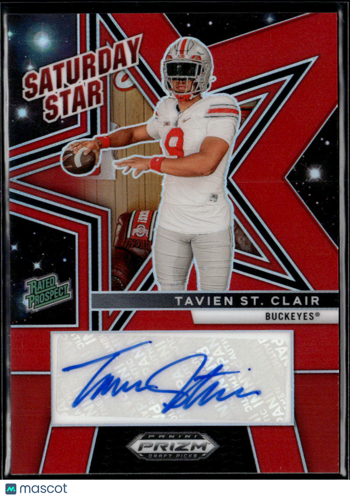 Tavien St. Clair 2025 Prizm Draft Auto Autograph RC RED Ohio State 85/399