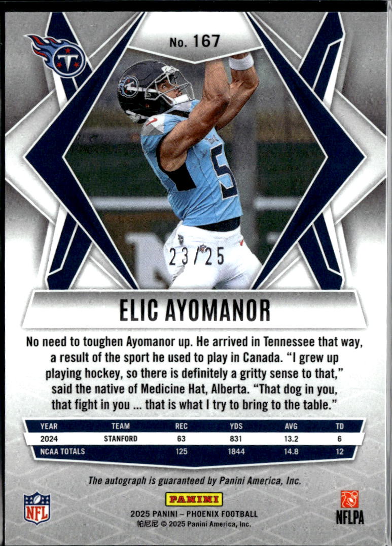 Elic Ayomanor 2025 Phoenix Auto Autograph Rookie Green RC 23/25 Tennessee Titans