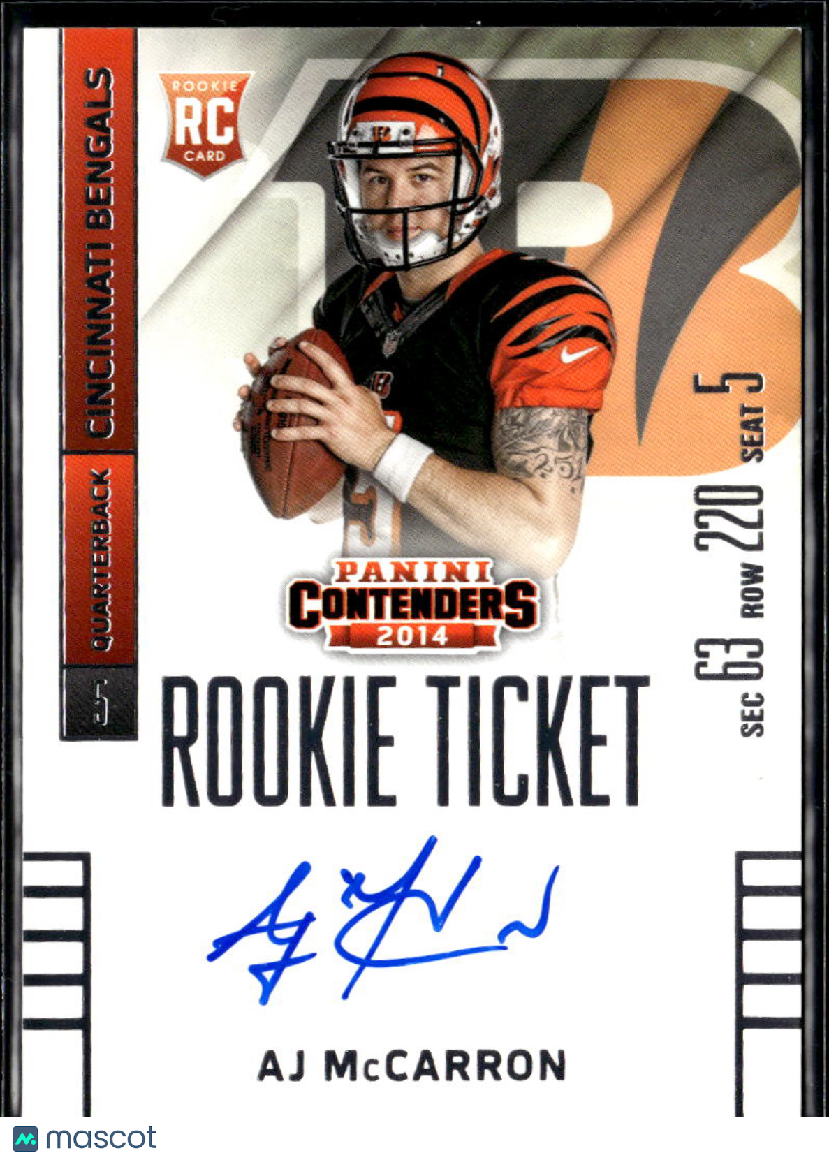 AJ McCarron 2014 Contenders On Card Auto Autograph RC Cincinnati Bengals