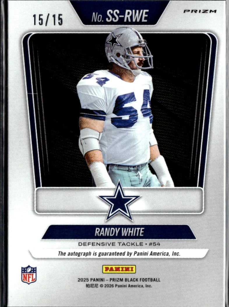Randy White 2025 Prizm Black Snakeskin Auto Autograph 15/15 Dallas Cowboys