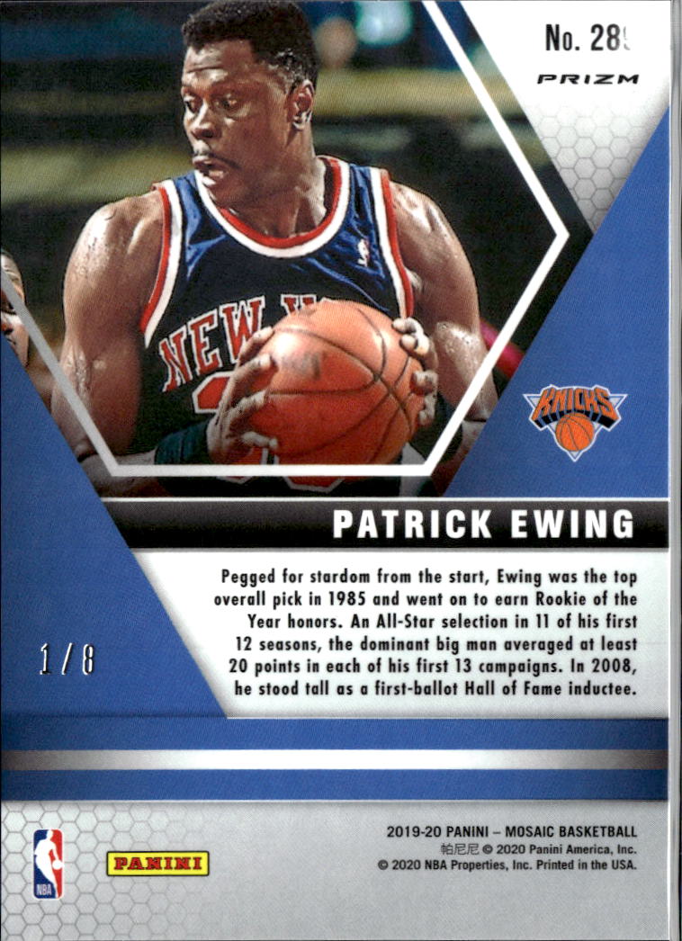 Patrick Ewing 2020 Mosaic Black Gold Prizm SSP 1/8 New York Knicks