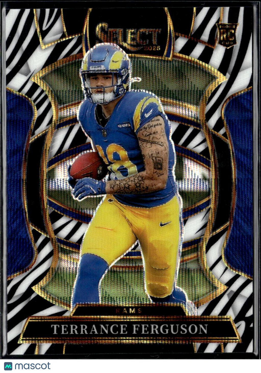 Terrance Ferguson 2025 Select Zebra Prizm SSP Rookie RC Los Angeles Rams