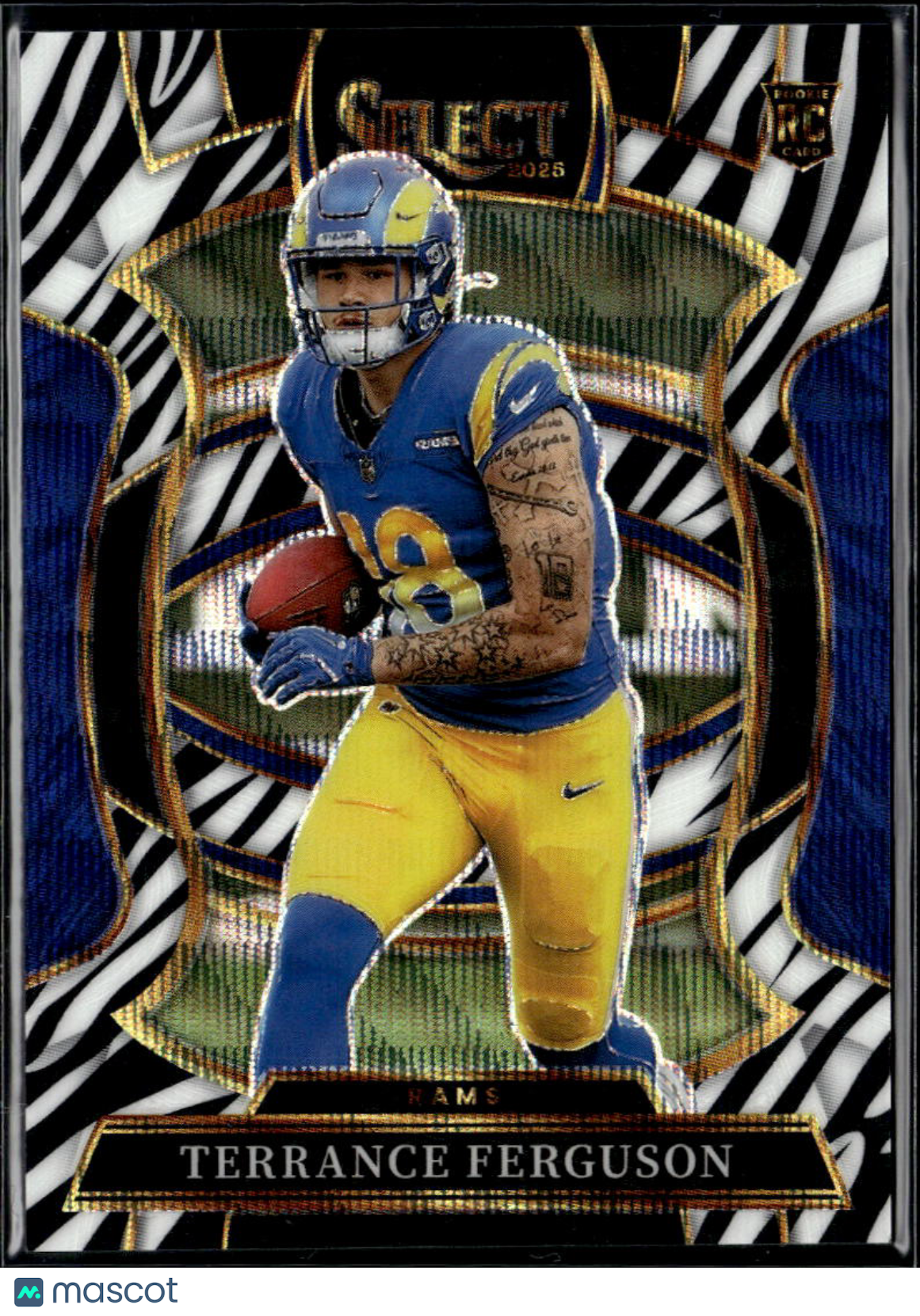 Terrance Ferguson 2025 Select Zebra Prizm SSP Rookie RC Los Angeles Rams