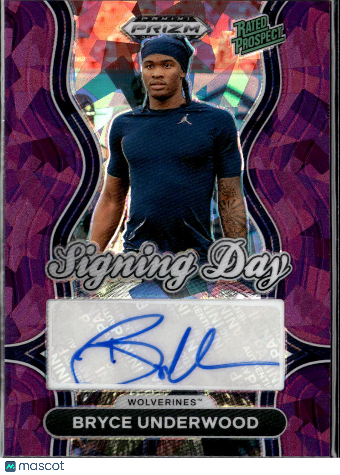 Bryce Underwood 2025 Prizm Draft Picks Auto Autograph RC 129/199 Michigan