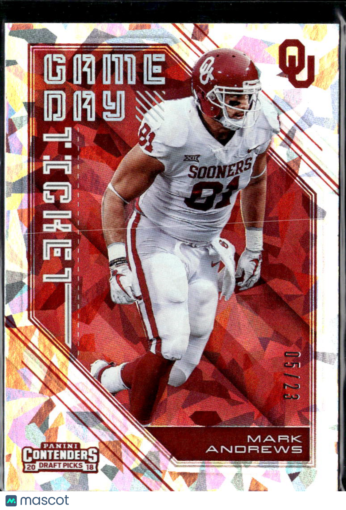 Mark Andrews 2018 Contenders Game Day Ticket Cracked Ice /23 Oklahoma