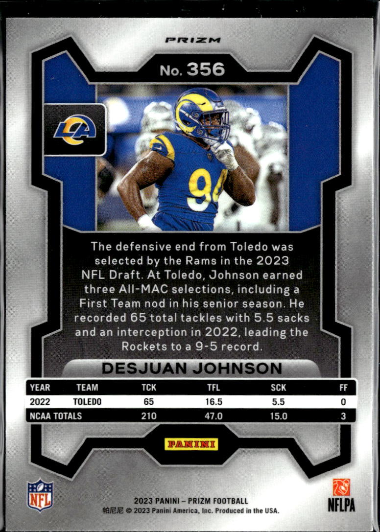 Desjuan Johnson 2023 Prizm Retail Blue Prizm SSP Rookie RC Los Angeles Rams
