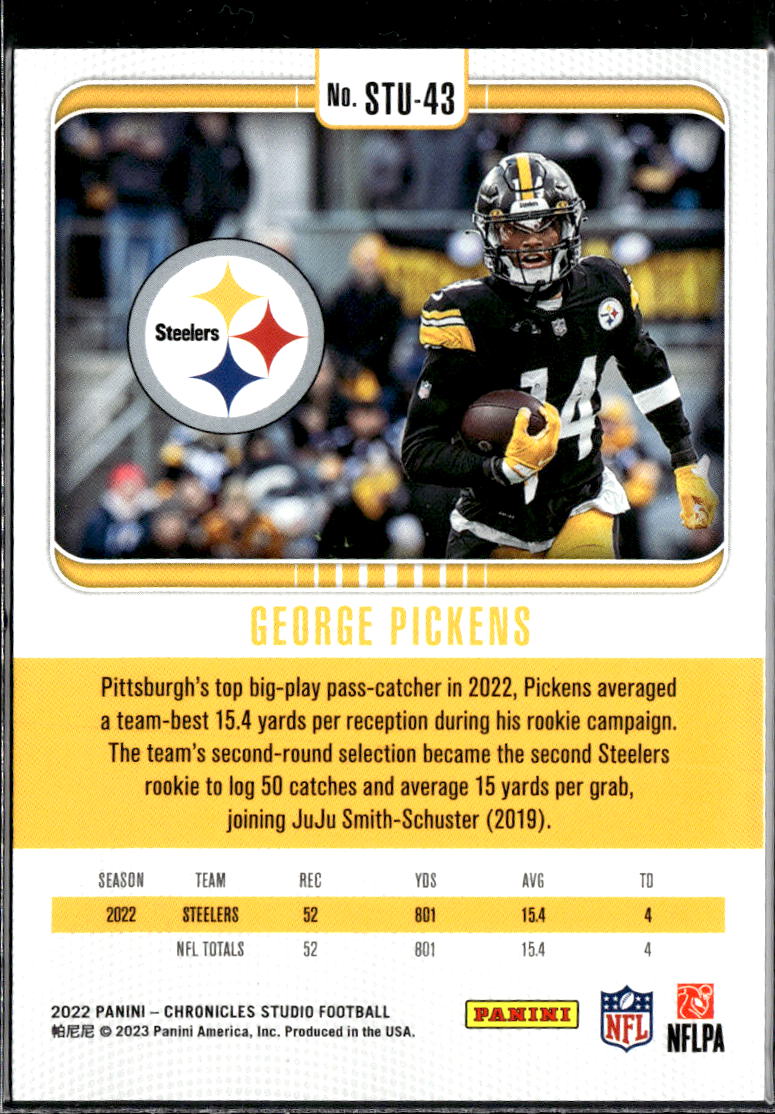 George Pickens 2023 Studio Blue Rookie RC 46/49 Dallas Cowboys Steelers