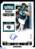 Derek Parish 2023 Contenders Auto Autograph RC Ticket Stub 25/43 Jaguars