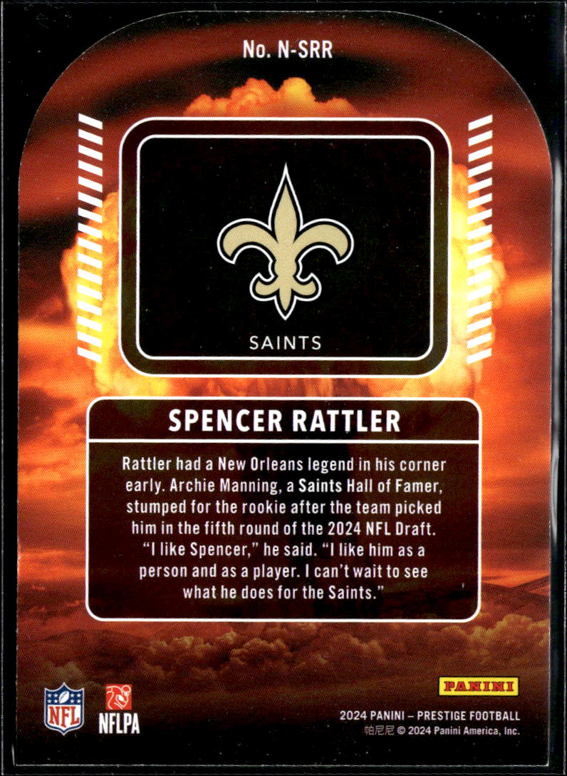 Spencer Rattler 2024 Prestige Nuclear SSP CASE HIT RC New Orleans Saints