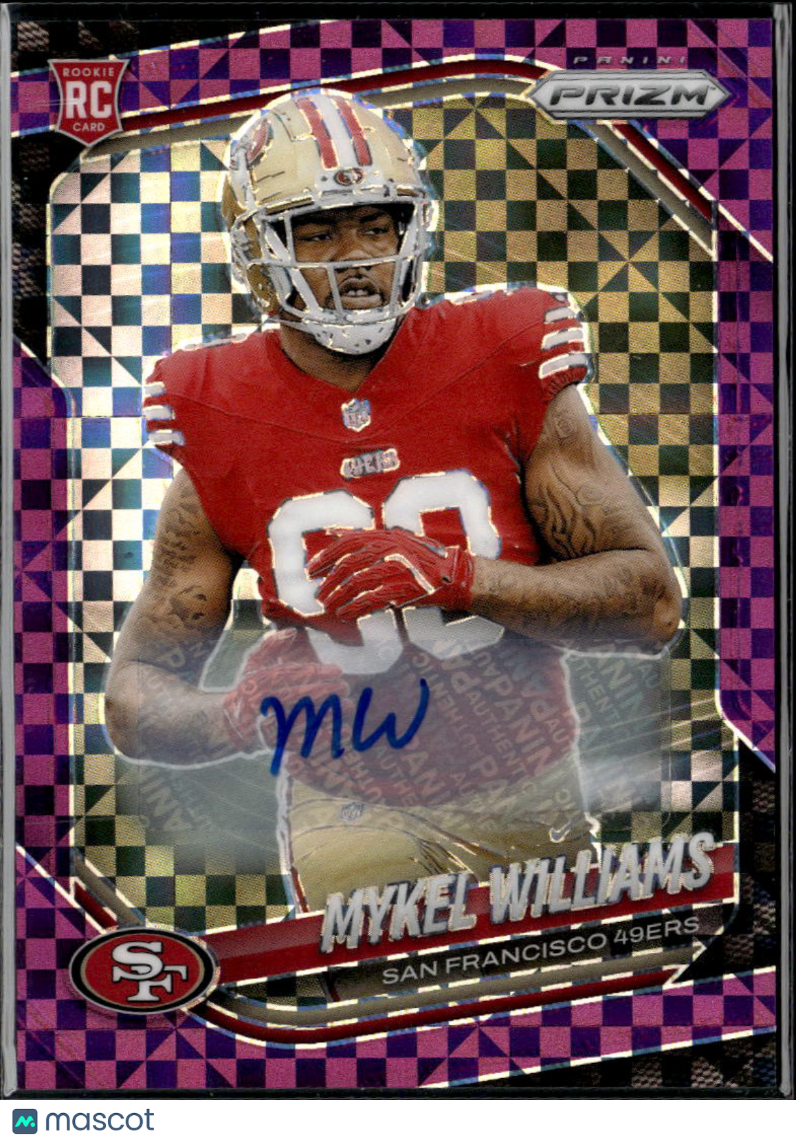 Mykel Williams 2025 Prizm Purple Scope Auto Autograph RC 21/49 49ers