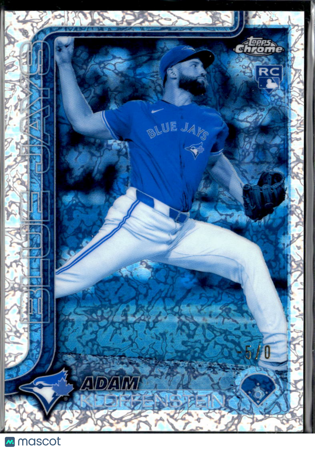 Adam Kloffenstein 2025 Topps Chrome Frozen Refractor SSP Rookie -5/0 Blue Jays