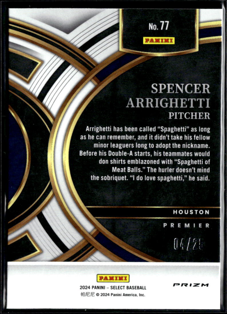 Spencer Arrighetti 2024 Select Tie-Dye Prizm Rookie RC 4/25 Houston Astros
