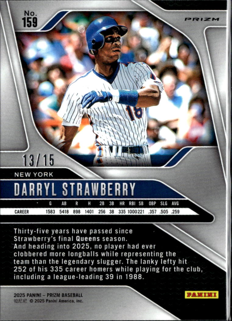 Darryl Strawberry 2025 Prizm BLue Shimmer SSP 13/15 New York Mets