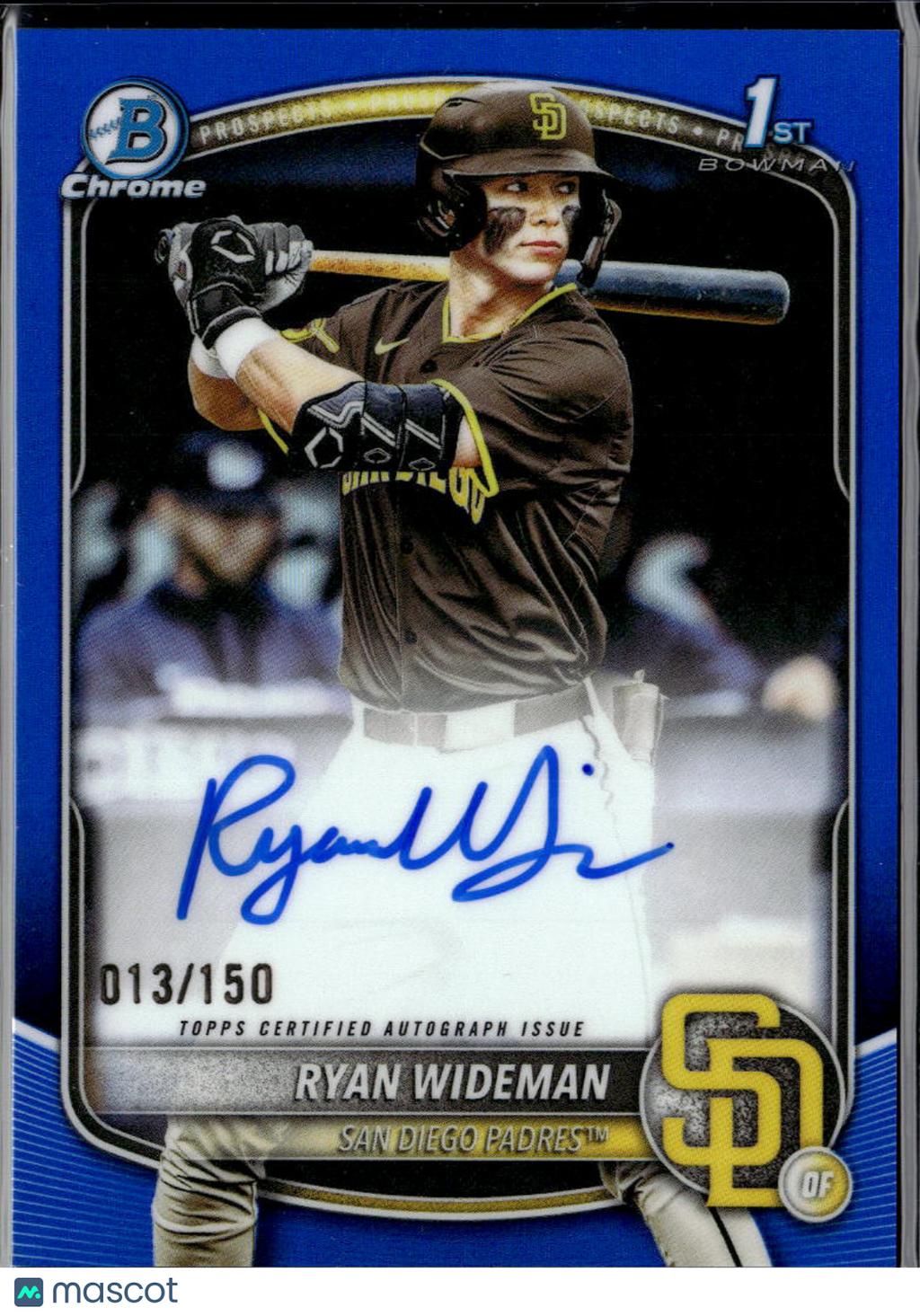 Ryan Wideman 2025 Bowman Chrome 1st Auto Autograph RC 13/150 Padres