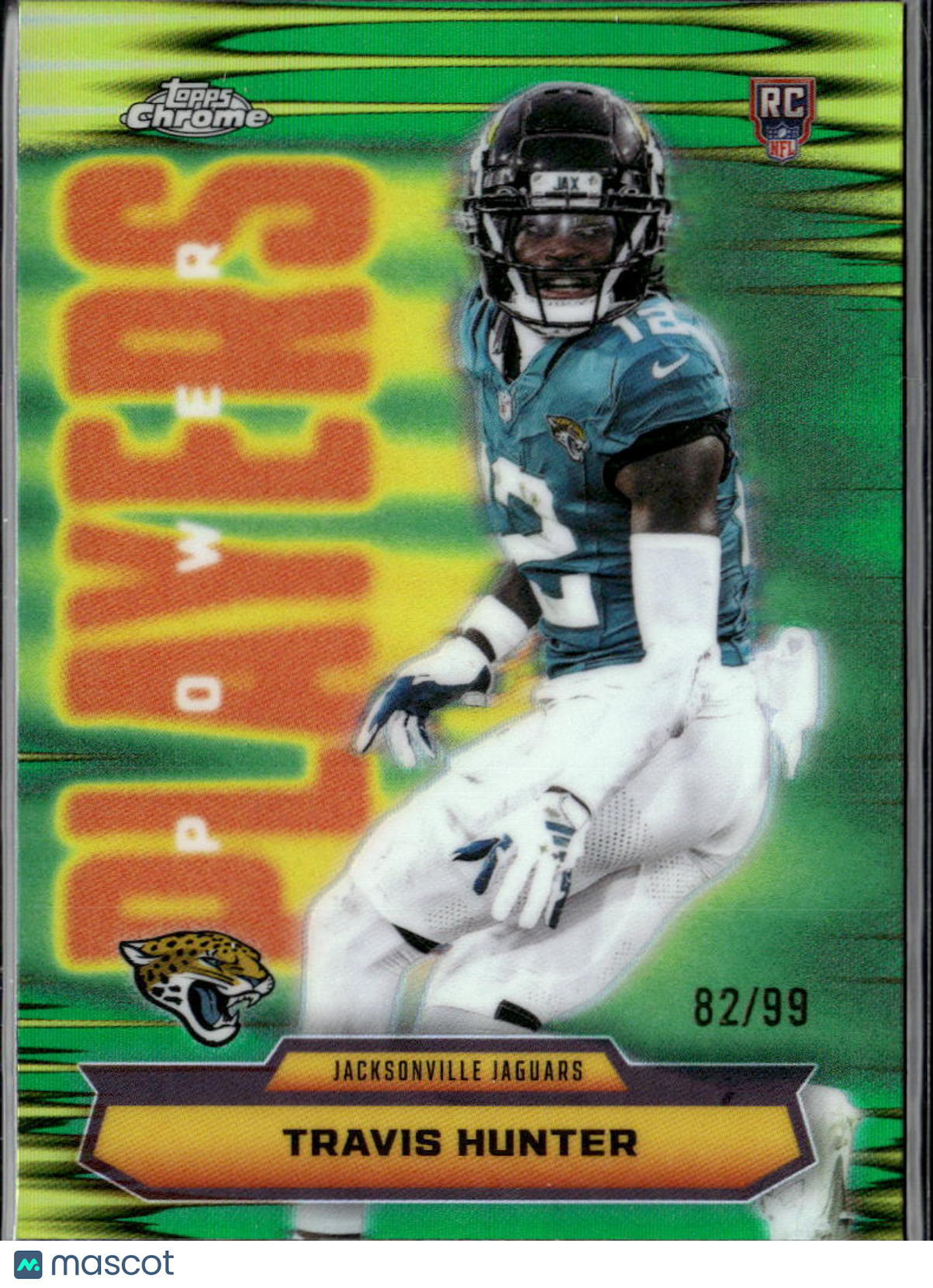 Travis Hunter 2025 Topps Chrome Power Players Green Refractor RC 82/99 Jaguars