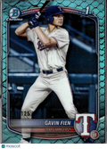 Gavin Fien 2025 Bowman Chrome 1st Aqua Reptilian Refractor 91/125 Texas Rangers