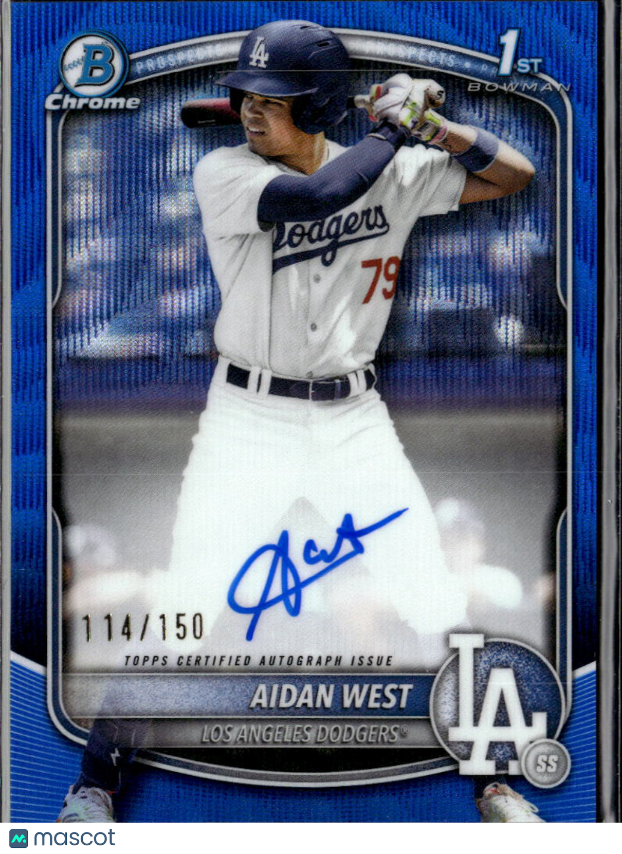 Aidan West 2025 Bowman Chrome 1st Auto Autograph RC 114/150 LA Dodgers