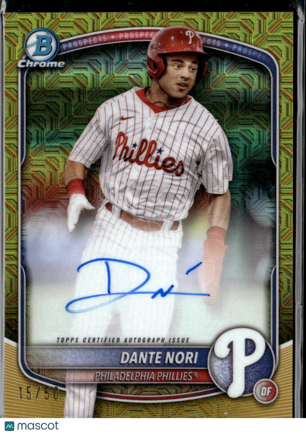 Dante Nori 2025 Bowman Chrome GOLD Auto Autograph 15/50 Philadelphia Phillies