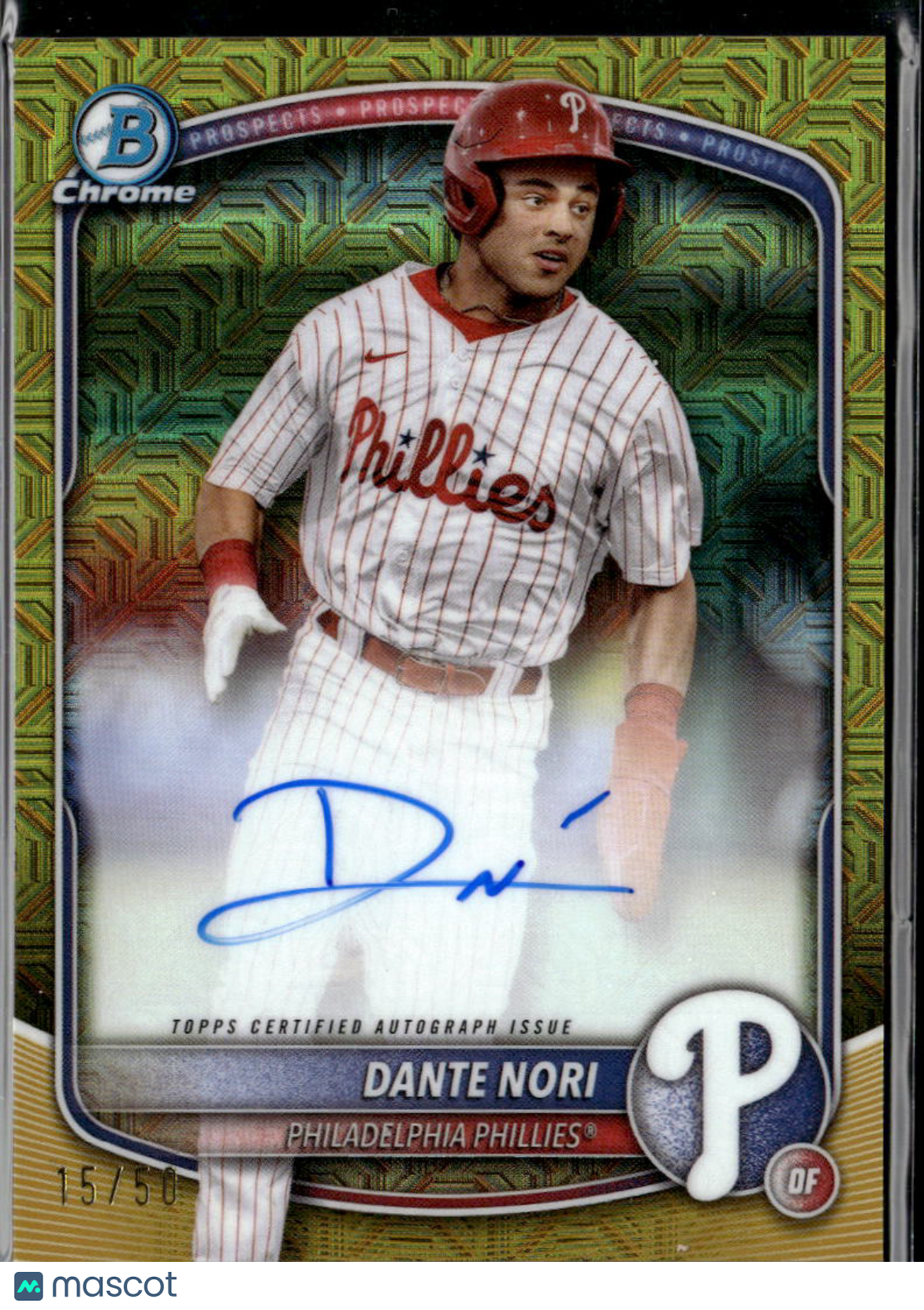 Dante Nori 2025 Bowman Chrome GOLD Auto Autograph 15/50 Philadelphia Phillies