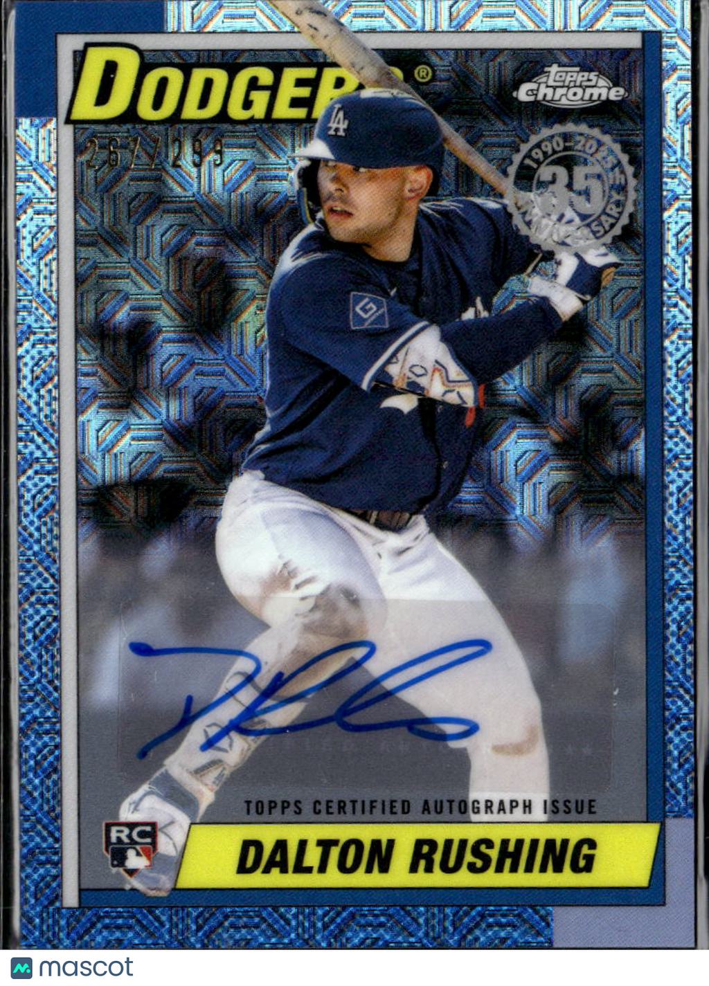 Dalton Rushing 2025 Topps Chrome '90 Auto Autograph RC 267/299 LA Dodgers