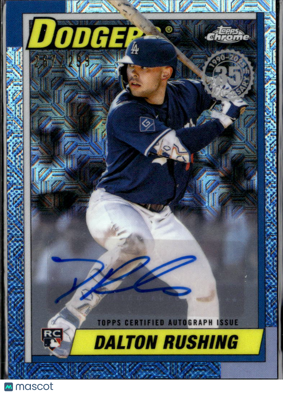 Dalton Rushing 2025 Topps Chrome '90 Auto Autograph RC 267/299 LA Dodgers
