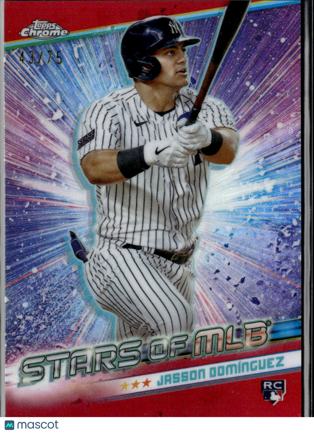 Jasson Domínguez 2024 Topps Chrome Stars of MLB RED Refractor RC 43/75 Yankees