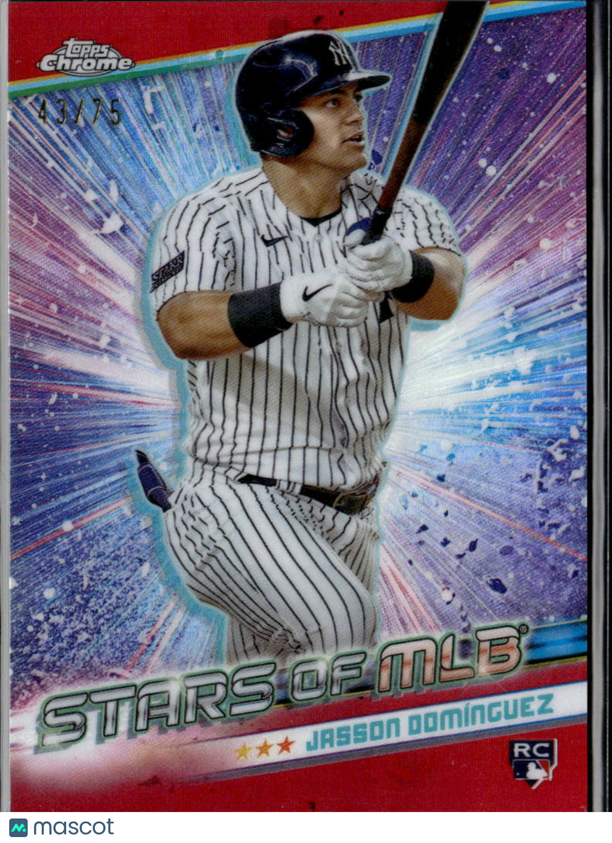 Jasson Domínguez 2024 Topps Chrome Stars of MLB RED Refractor RC 43/75 Yankees