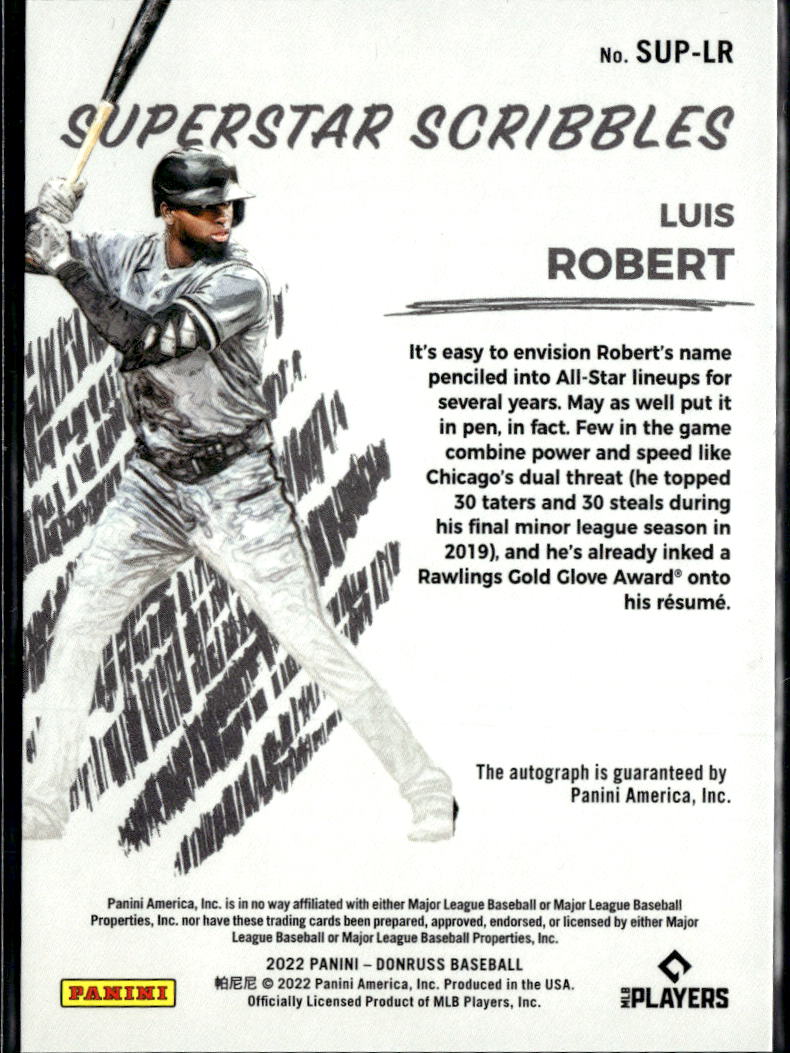 Luis Robert 2022 Donruss Auto Autograph Blue 37/99 Chicago White Sox