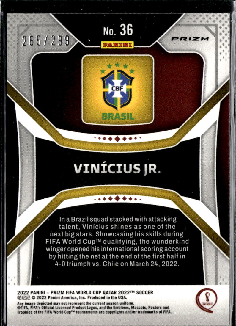 Vinícius Jr. 2022 Panini Prizm FIFA World Cup Qatar Blue 265/299 Brazil
