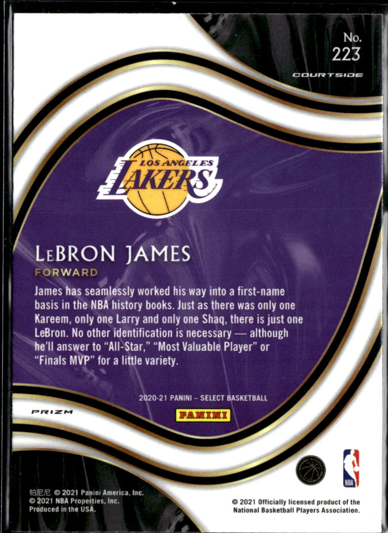 LeBron James 2021 Select Prizm Courtside Blue White Purple Ice SSP LA Lakers