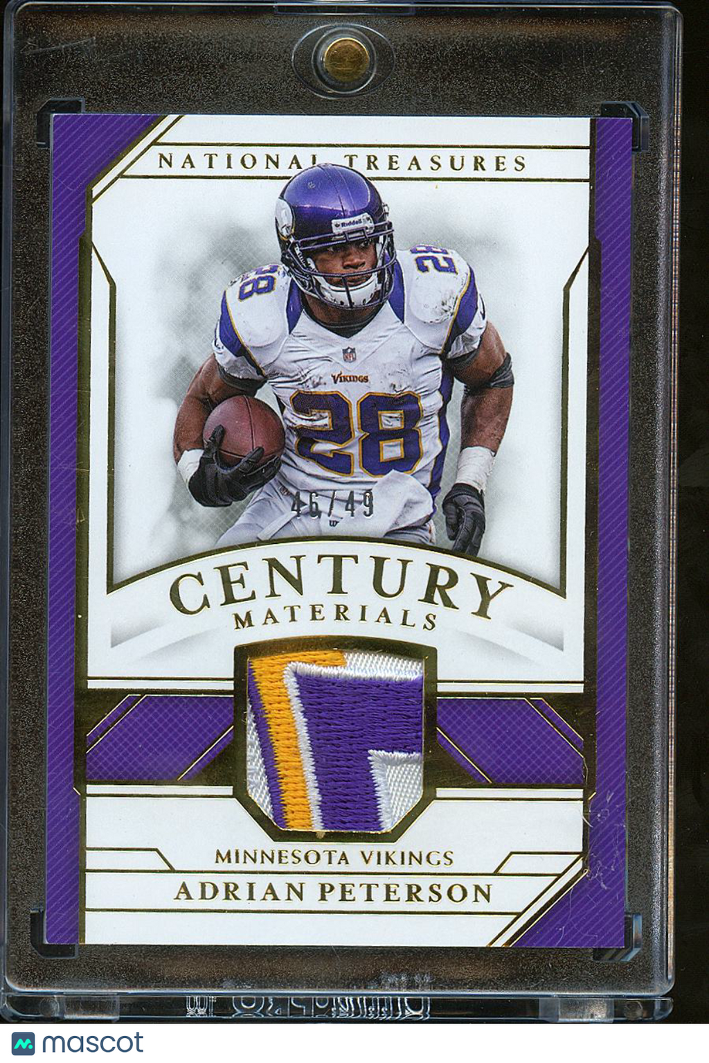 Adrian Peterson 2019 National Treasures Game Worn LOGO Patch Vikings 46/49