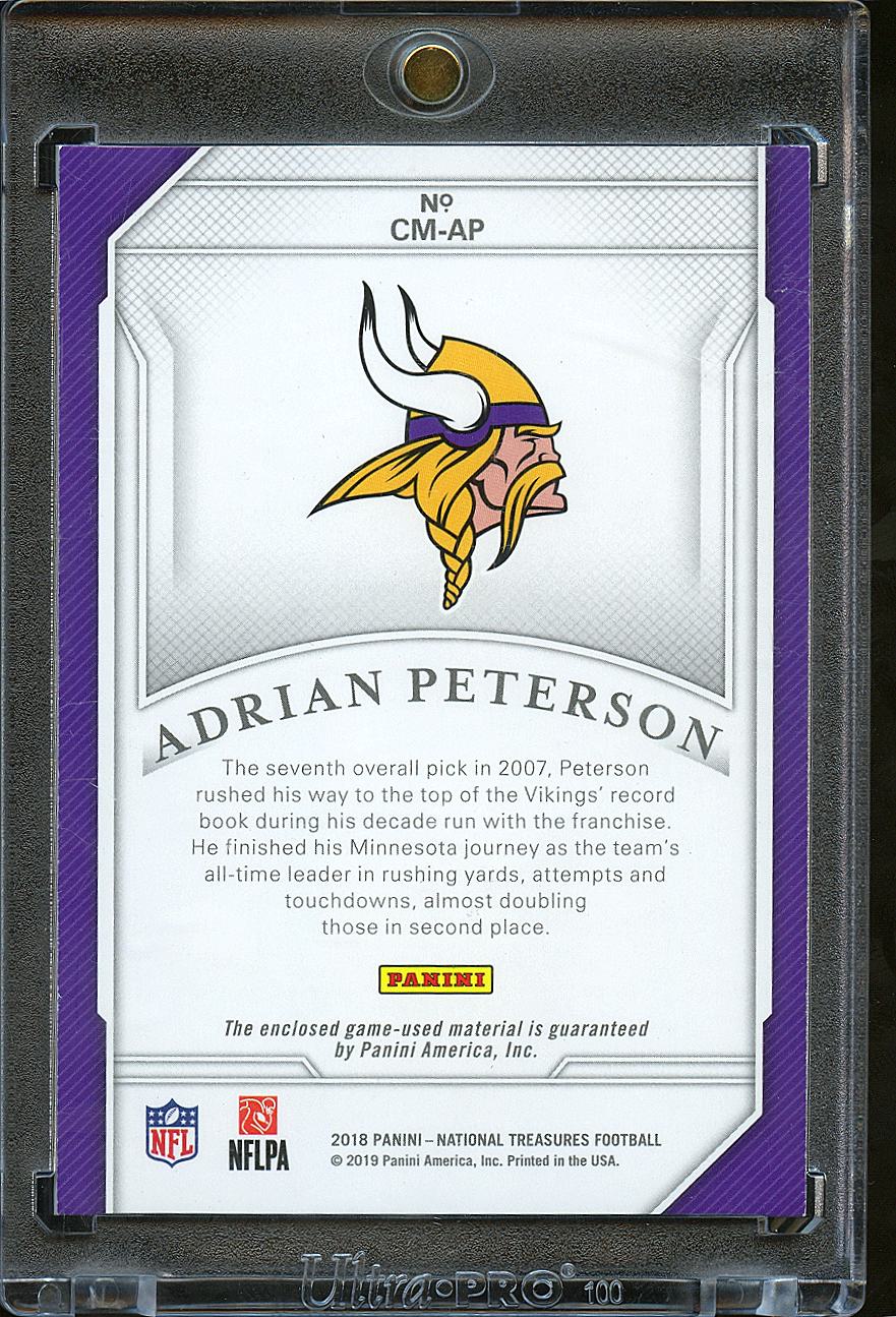 Adrian Peterson 2019 National Treasures Game Worn LOGO Patch Vikings 46/49