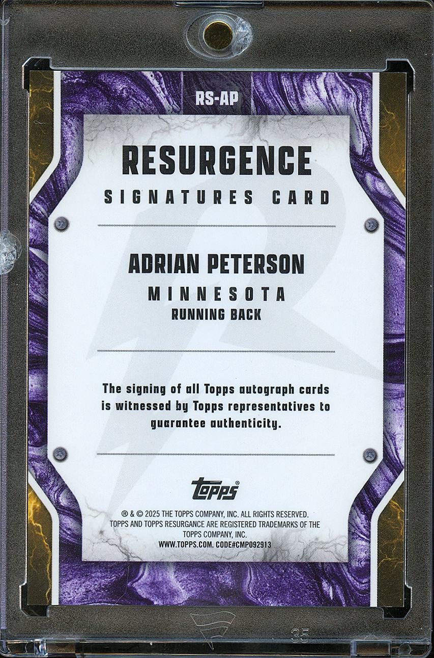 Adrian Peterson 2025 Topps Resurgence Auto Autograph SSP 14/15 Minnesota Vikings