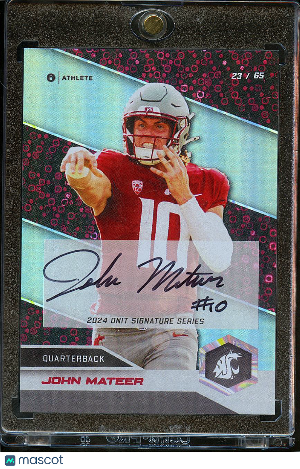 John Mateer 2024 ONIT On Card Auto Autograph RC 23/65 Washington State Sooners