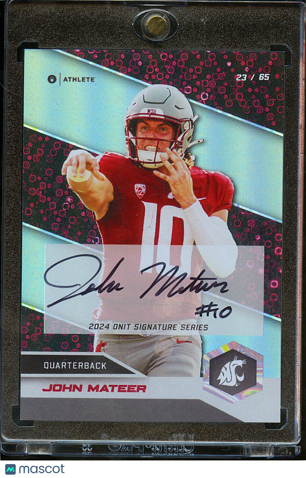 John Mateer 2024 ONIT On Card Auto Autograph RC 23/65 Washington State Sooners