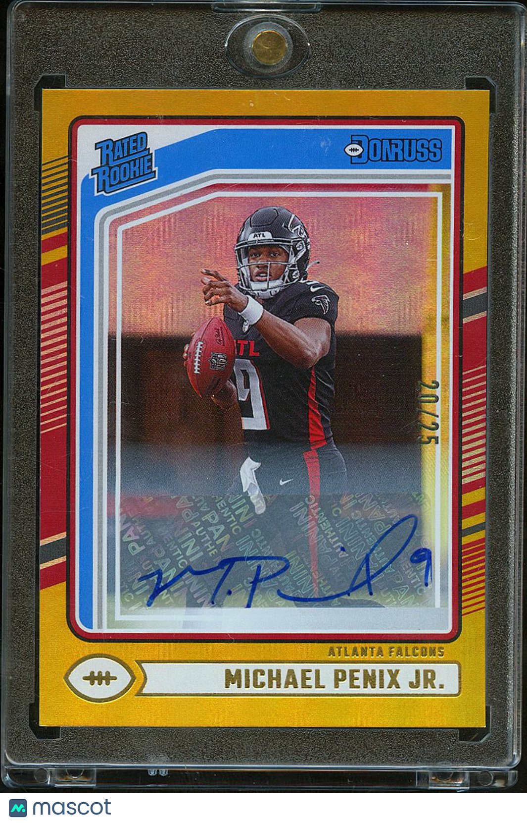 Michael Penix Jr. 2024 Donruss Rated Rookie GOLD Auto Autograph 20/25 Falcons