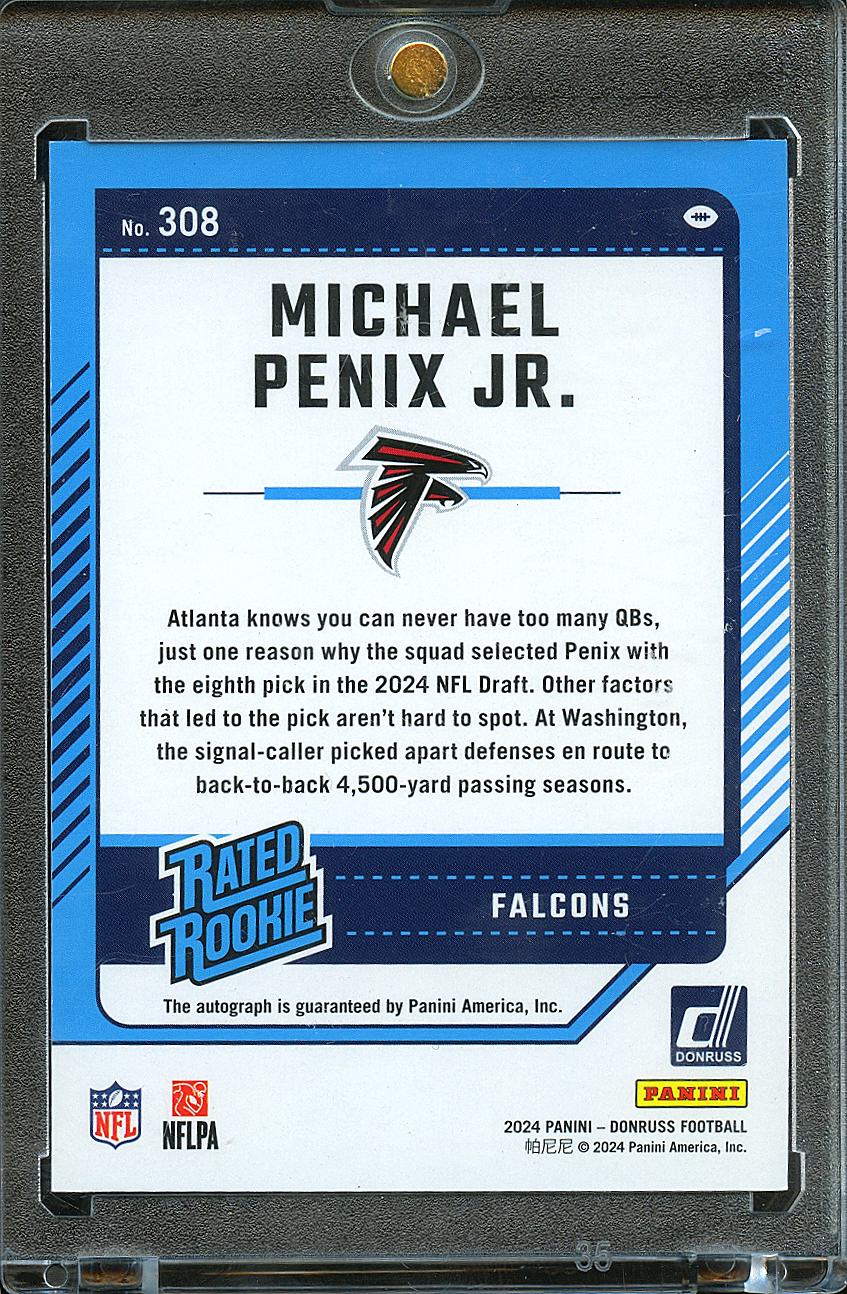 Michael Penix Jr. 2024 Donruss Rated Rookie GOLD Auto Autograph 20/25 Falcons
