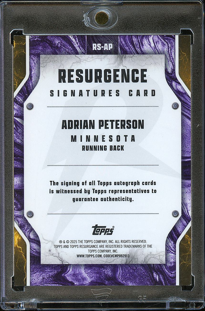 Adrian Peterson 2025 Topps Resurgence Auto Autograph SSP 13/15 Minnesota Vikings