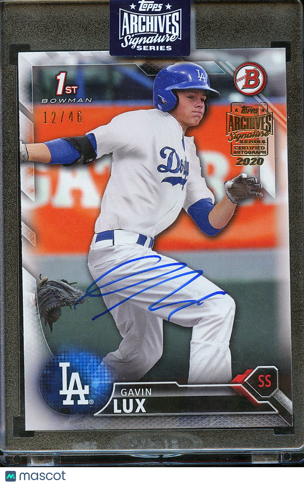 Gavin Lux 2016 Topps Archives Bowman Auto Autograph 12/46 Los Angeles Dodgers