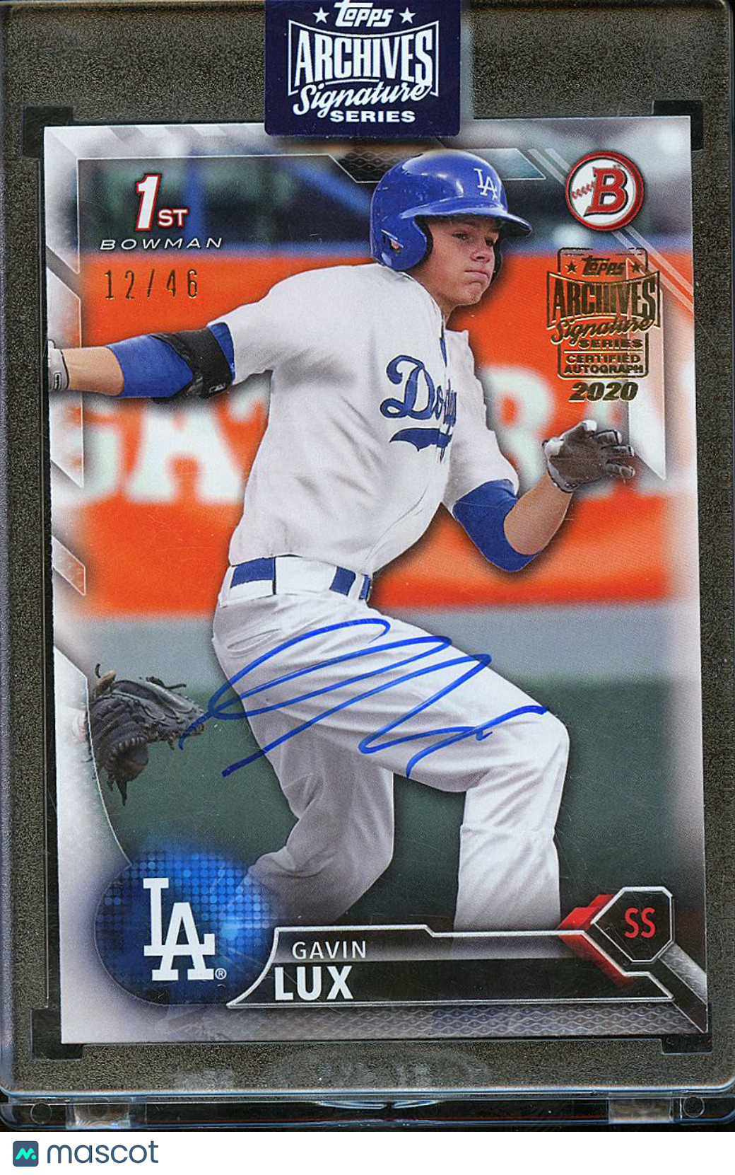 Gavin Lux 2016 Topps Archives Bowman Auto Autograph 12/46 Los Angeles Dodgers