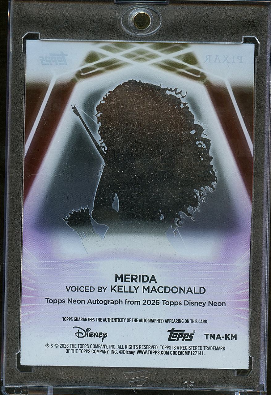 Kelly Macdonald as Merida 2026 Topps Disney Neon Auto Autograph 58/99