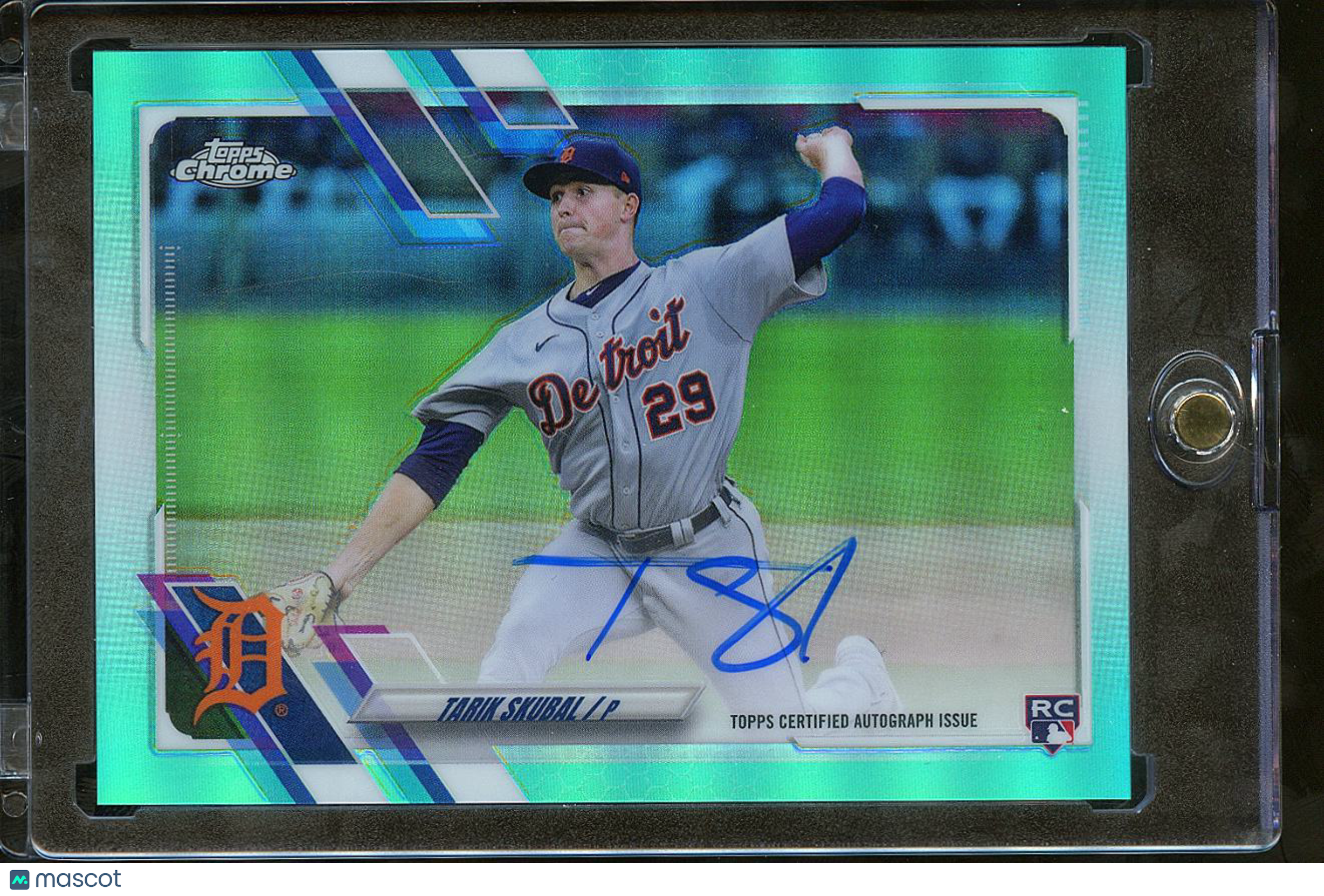 Tarik Skubal 2021 Topps Chrome Auto Autograph Aqua Rookie RC /199 Detroit Tigers