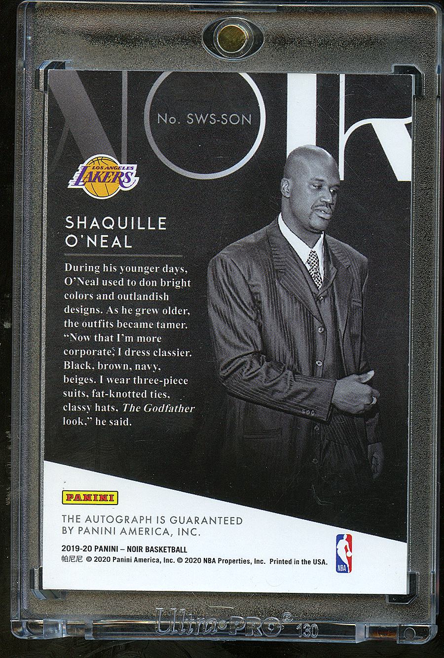 Shaquille O'Neal 2020 Panini Noir Showtime Auto Autograph 42/49 LA Lakers