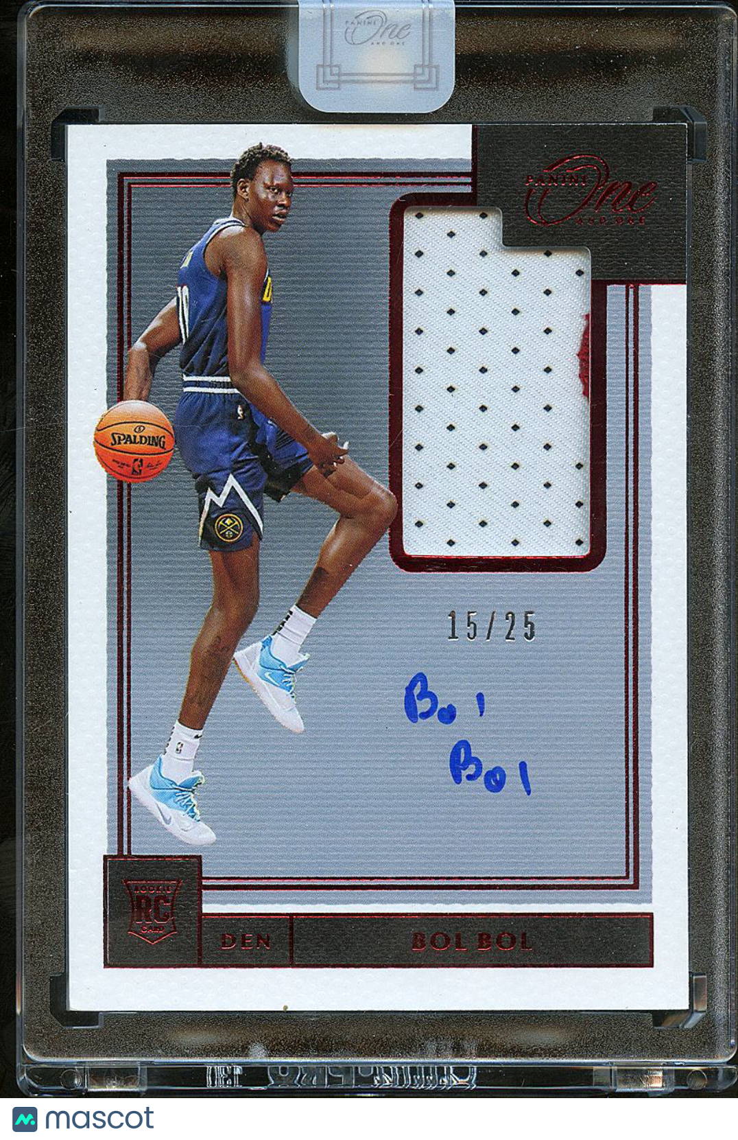 Bol Bol 2020 Panini One and One Auto Autograph Patch RC 15/25 Denver Nuggets