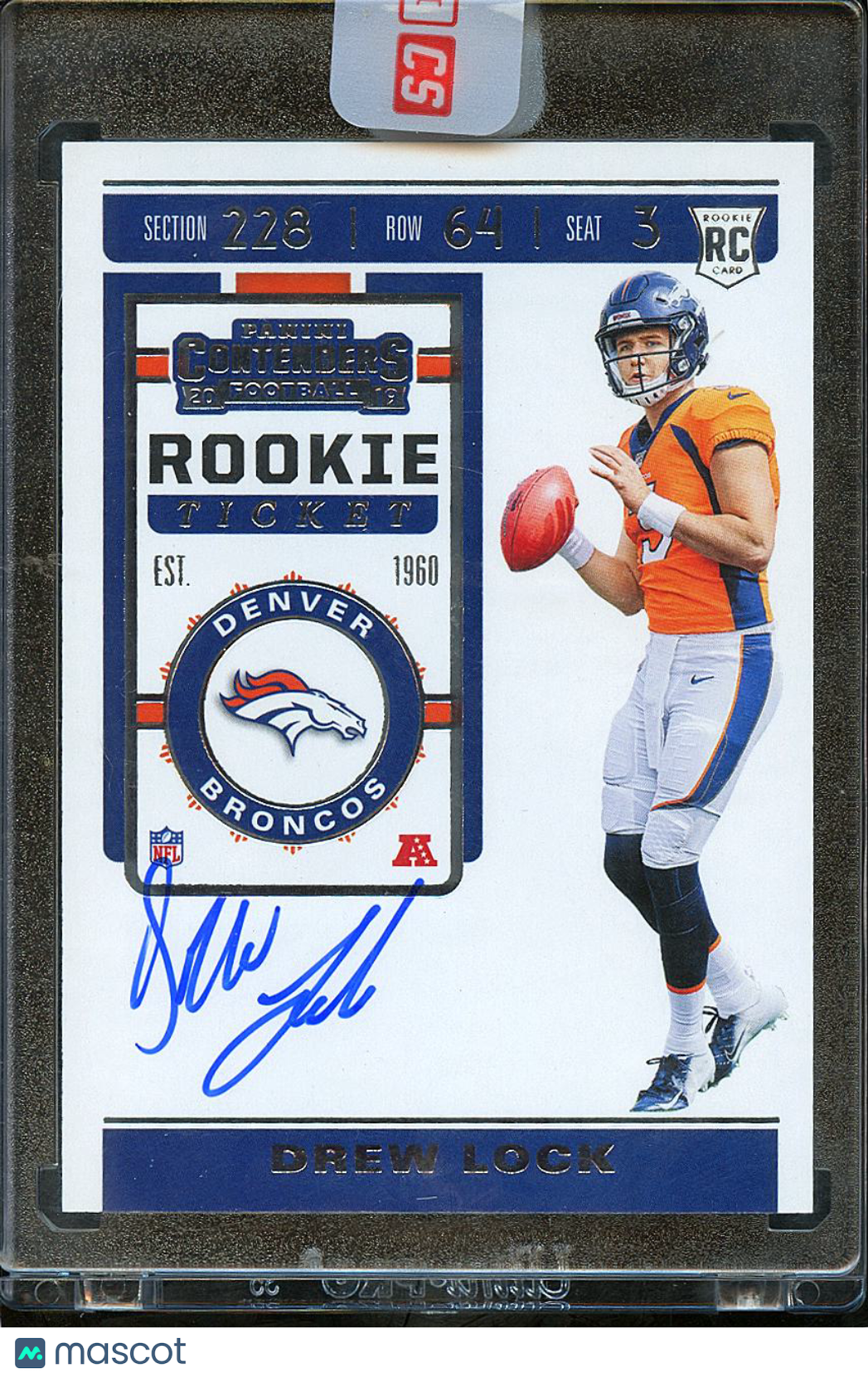 Drew Lock 2019 Contenders On Card Auto Autograph Rookie RC Denver Broncos