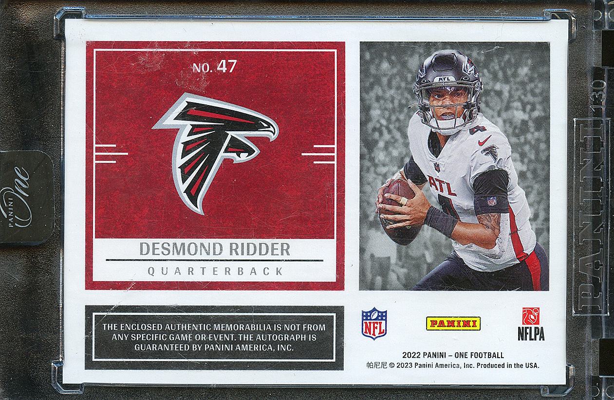 Desmond Ridder 2023 Panini One Football Auto Autograph Patch RC 51/75 Falcons