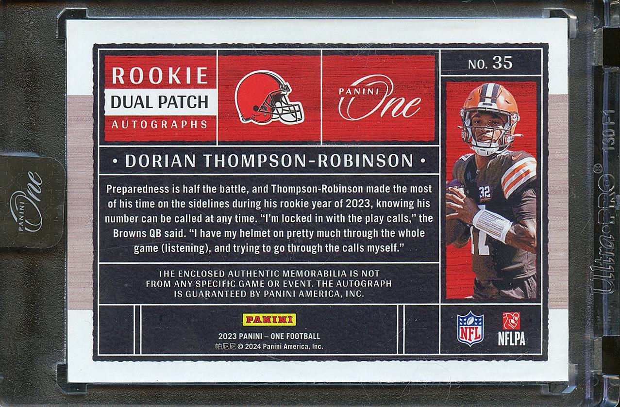 Dorian Thompson-Robinson 2024 Panini One Auto Autograph Patch RC 22/49 Browns