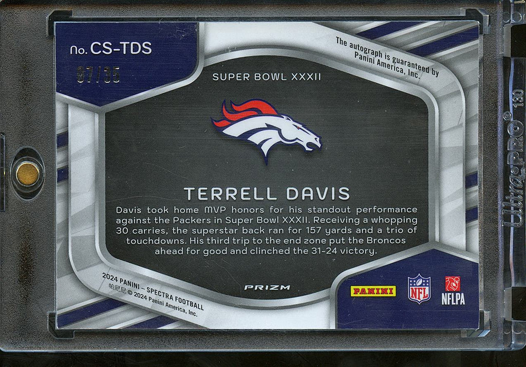 Terrell Davis 2024 Spectra Champion Auto Autograph 7/35 Denver Broncos